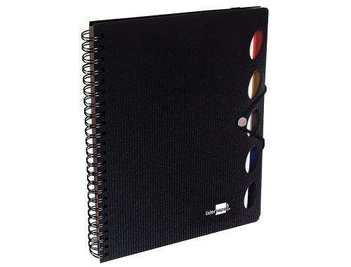 Caderno espiral liderpapel a4 micro executive capa plastico 100 f 80 gr quadricula 5mm 5 separadores com elastico preto , Liderpapel , 35968 , 8423473359680